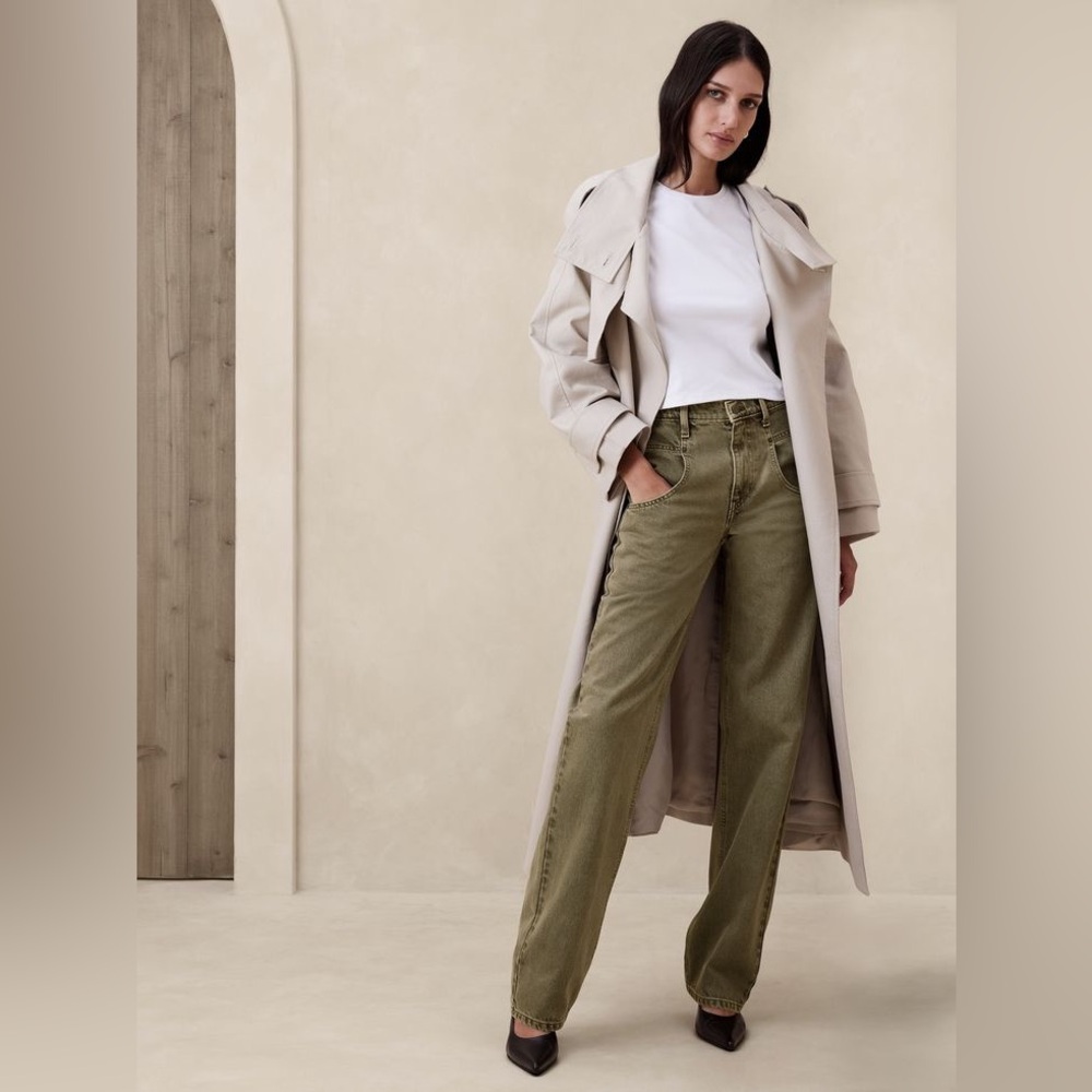 Banana Republic Green Utility Wide Leg Jeans